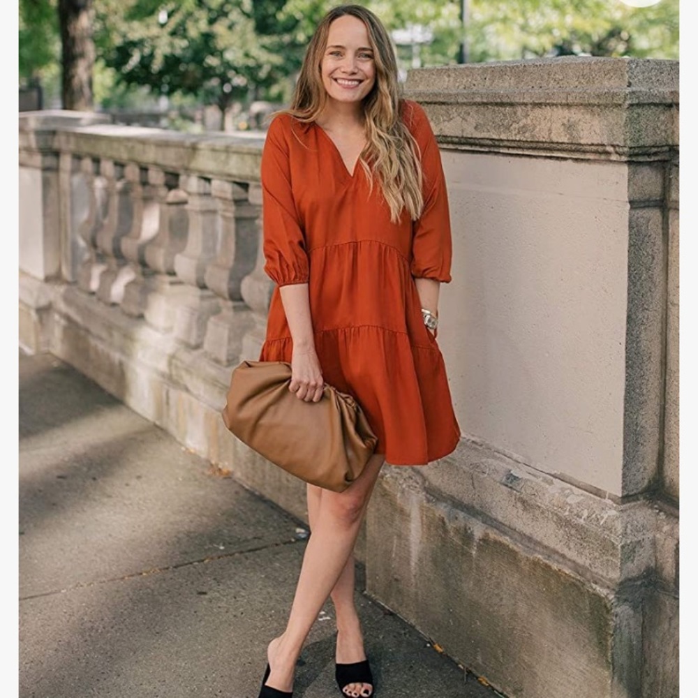 The Drop Women's Cinnamon Raglan Sleeve Tiered Dress by @graceatwood
